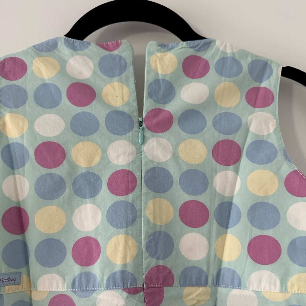 Blue Dress with colorful polka dots - Green by Missako - Picture 5 of 7